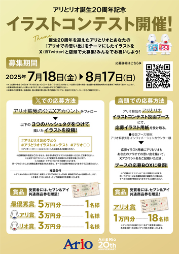 アリとリオ誕生20周年記念　イラストコンテスト開催！