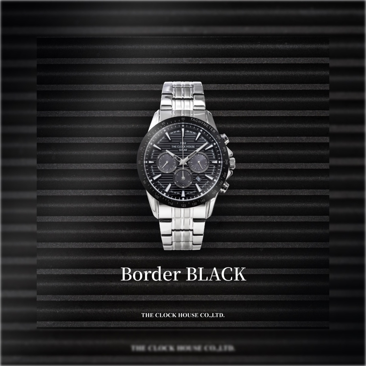 ブラック文字盤にボーダー仕上げを施したソーラークロノグラフ登場